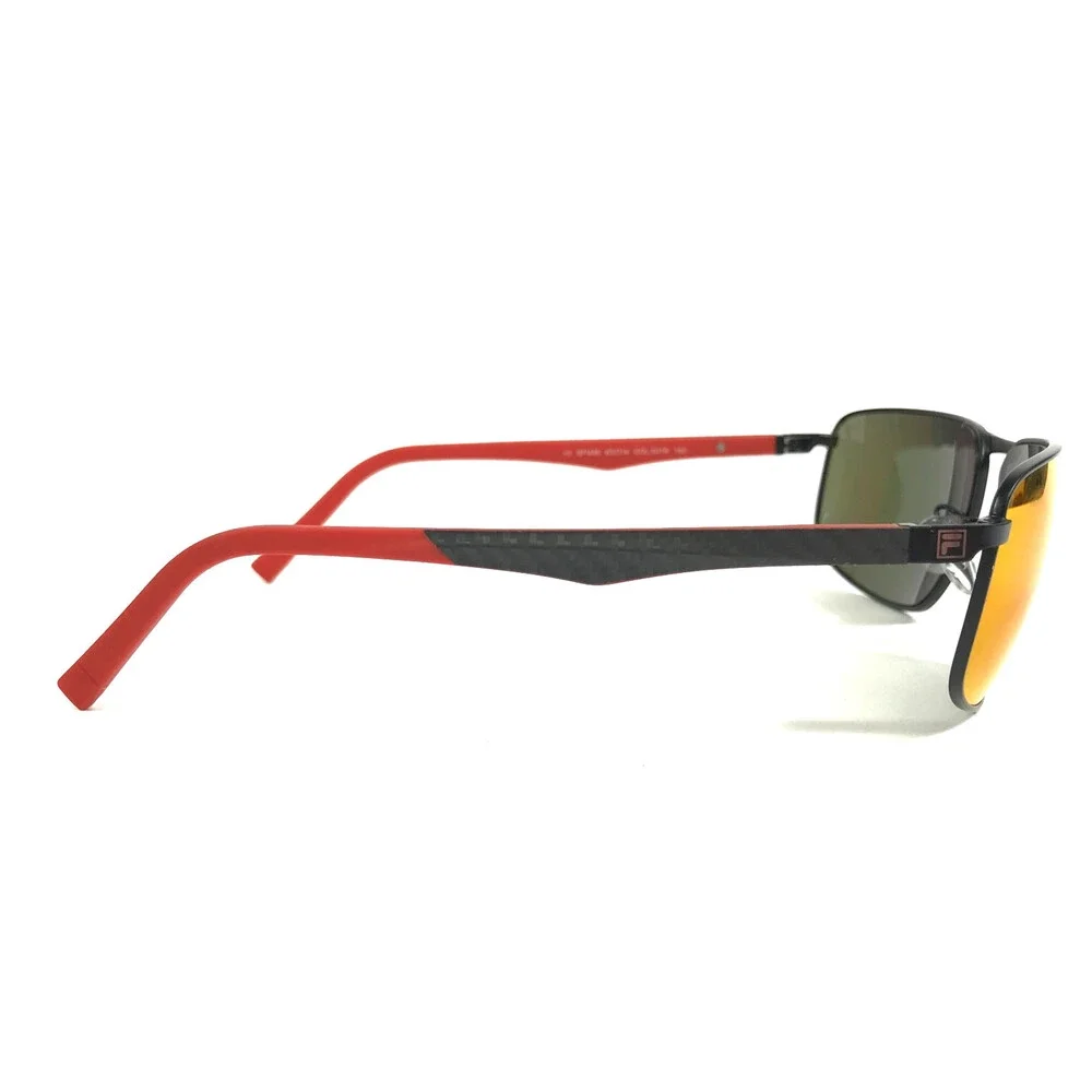 Fila Sunglasses SFI446 COL.531R Black Red Wrap Frames w/ Orange Mirrored Lenses